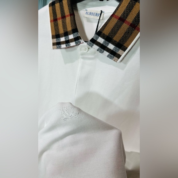 BURBERRY CHECK COLLAR COTTON POLO SHIRT, NEW SEASON SS24 !!! - Picture 2 of 4